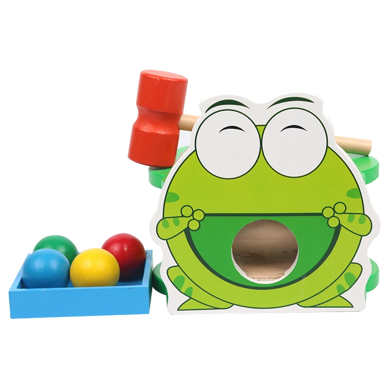 Стручковая фасоль зеленая лягушка фунт и Roll молоток, скамеечной из шаров деревянные игрушки для обучение маленьких детей игры