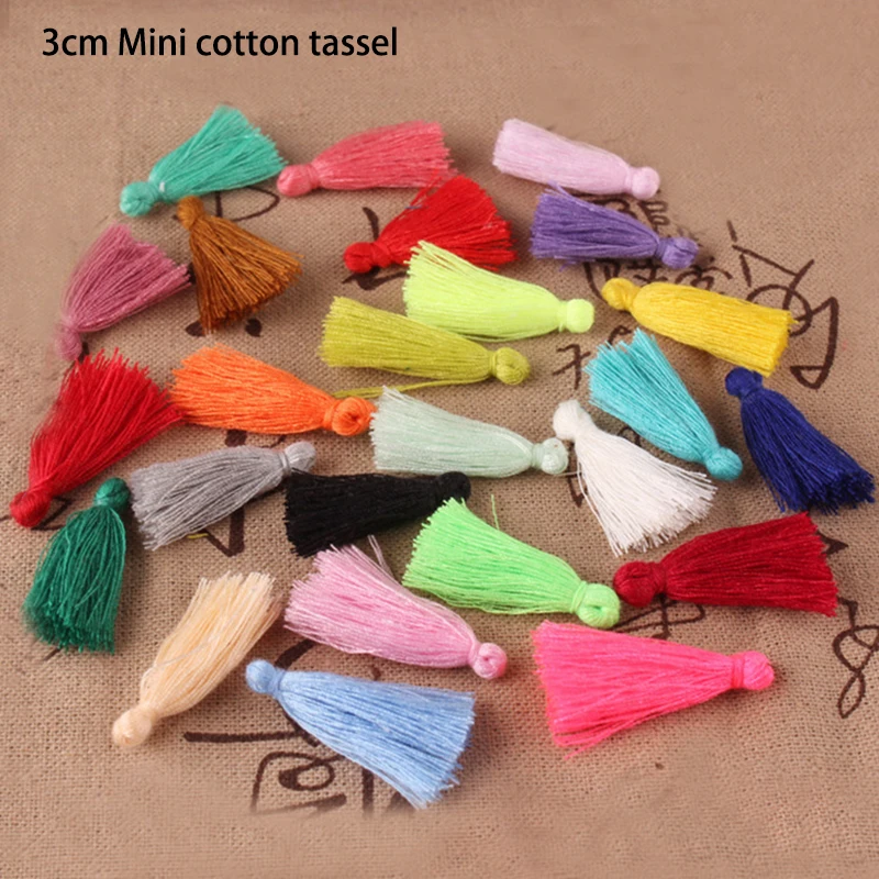100pcs/lot 3cm Mini Cotton Tassel Fringe Sewing Bangs Flower Tassel