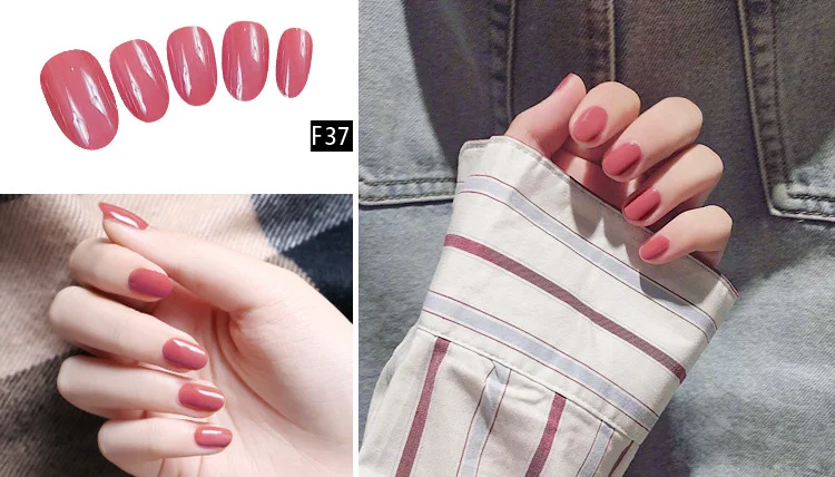 Средний Длина поддельные ногти Squoval Diy Nail Art сплошной цвет 18 стилей Совет аксессуар 24 шт. советы красный поддельные ногти с клеем уход за