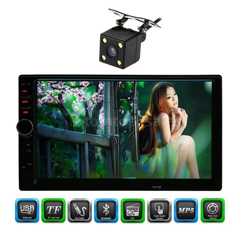 

7018B Double 2 Din Car Video Player 7 inch Touch Screen Multimedia player MP5 Player USB FM Bluetooth Support Rear View Camera