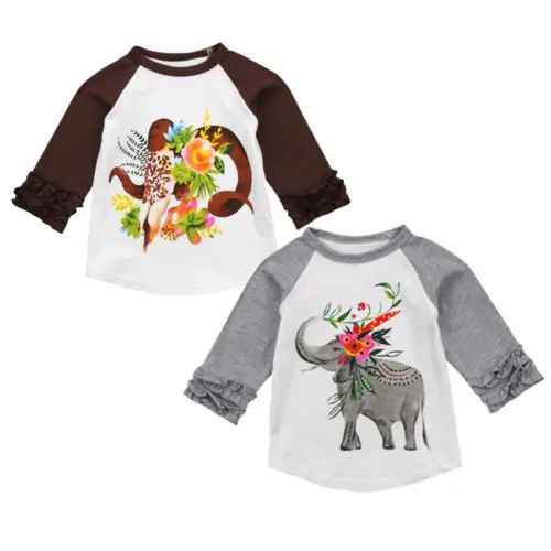 

Baby Print Animal Full T-Shirt Newborn Baby Boys Girls Cartoon Floral Long Sleeve Tops T-shirt Cotton Clothes