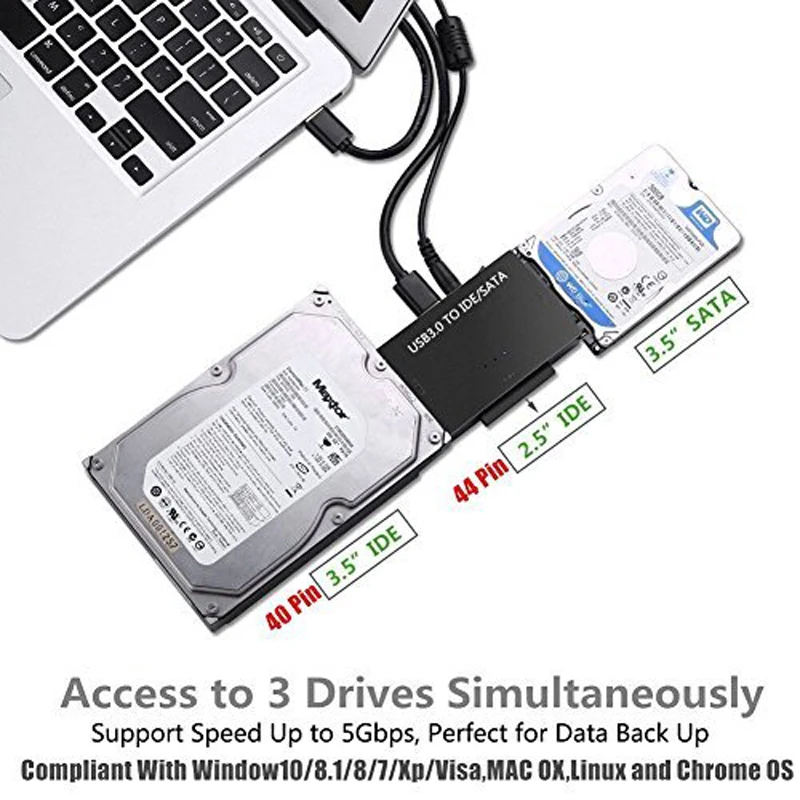 USB 3,0 для IDE и SATA конвертер Внешний жесткий диск адаптер Комплект для универсального 2,5/3,5 дюйма HDD SSD с 12 В 2A адаптер питания