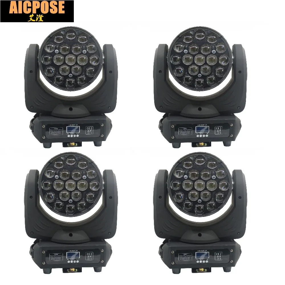 4 шт./лот 19x15 Вт Led RGBW 4в1 Wash/Zoom Light DMX512 Moving Head профессиональное шоу сценическое