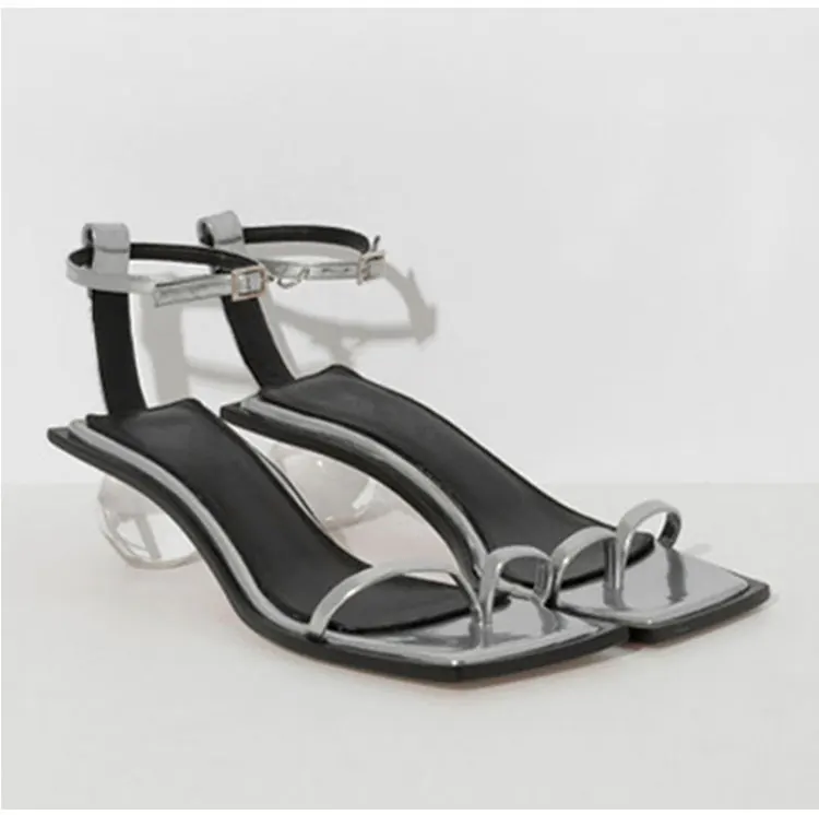 2019 Di Estate Banda Casual As as Scarpe Cinghia Tacco Delle Modo Show Trasparente Della Show Dei Sandali Donne Fibbia Stretta Pista Argento BBqrdFZ