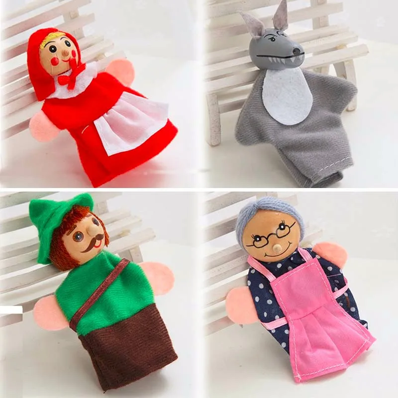 4 шт./компл. «Красная Шапочка» для рождества животных пальчиковые игрушки развивающие игрушки кукла для рассказывания историй марионетки# CN30