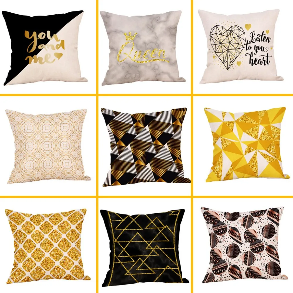 Золотой розовый чехол для подушки квадратный диван автомобиля наволочка из