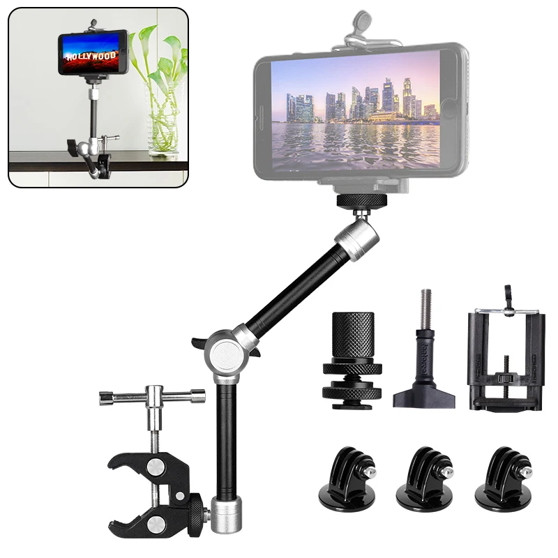 

Mini Magic Arm Clamp Mount Holder Articulating Friction Clamp Bracket Kit Rig for iPhone XS MAX XR X 8 7 6 6S Plus Cell Phone