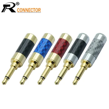 

1PC Jack 3.5MM MONO Plug Gold-plated Carbon Fiber Audio Connector for Earphone DIY Project with 6MM Wire hole 5colors Available