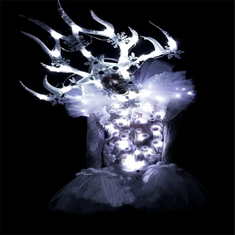 

BC65 Christmas LED costumes mens dj dancer wears stage catwalks show clothes luminous headdress pants party glowing suit sexy