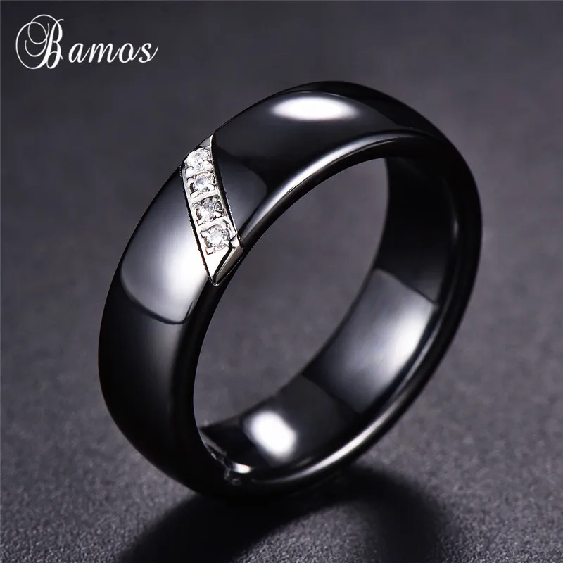 Новое модное женское керамическое кольцо с кристаллом циркония 6 мм титановая сталь обручальные кольца для женщин Любовь Обручальное кольцо