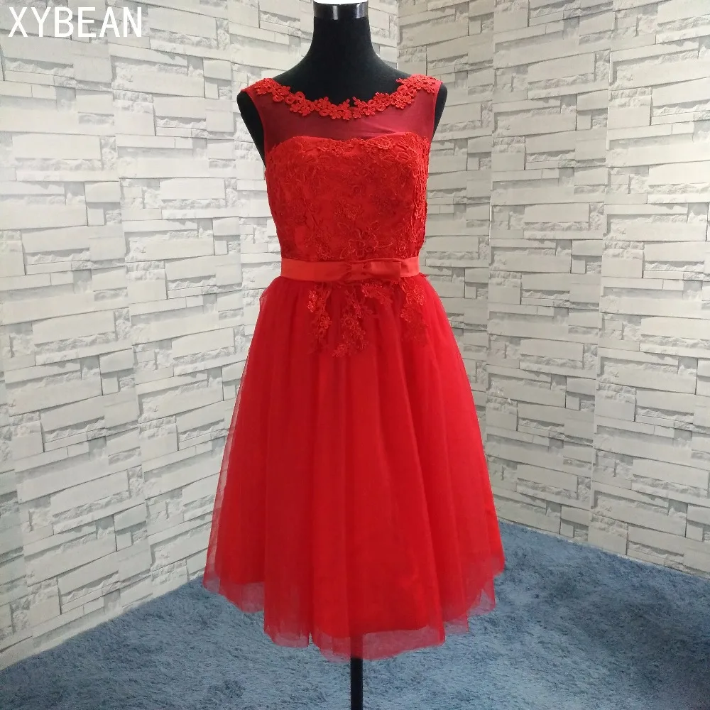 

Free Shipping ! 2018 New Arrival Appliques Bow-Sashes Short prom Dresses