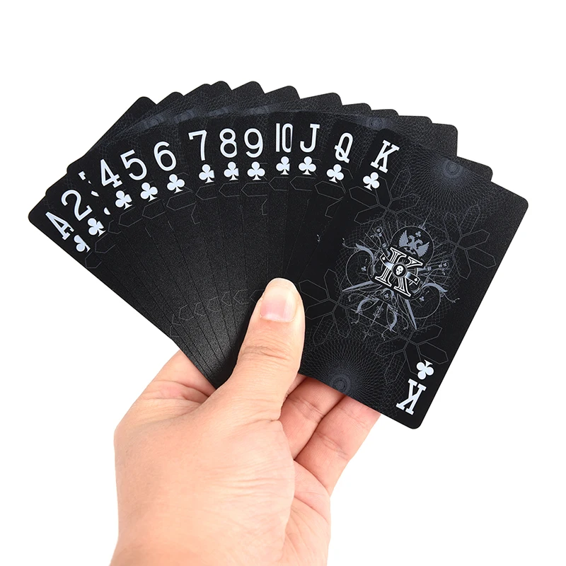 Goede Dek Poker Waterdichte Plastic PVC Speelkaarten Set Zwarte Kleur Poker Card Sets Classic Magic Tricks Tool Poker Games Nieuwe koop
