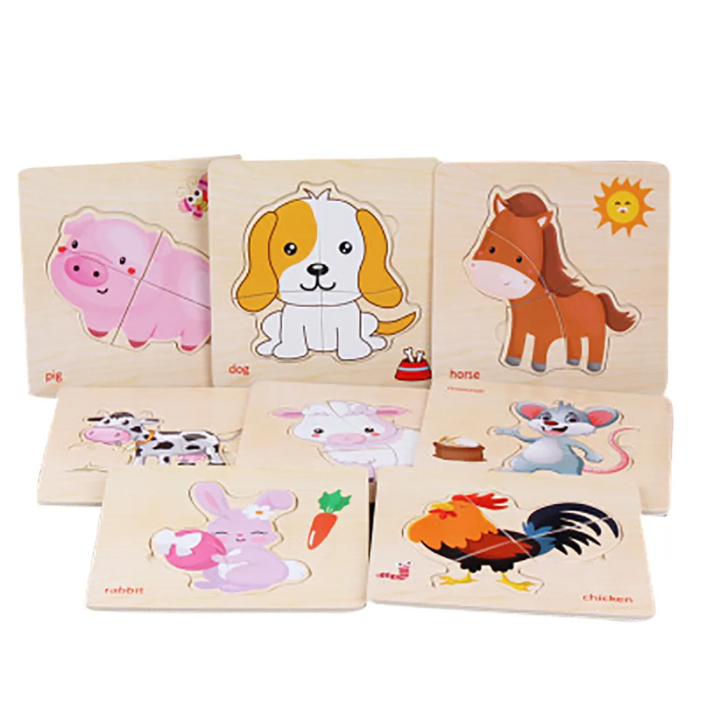 

8Pcs a set Wooden Animal Puzzle Educational Developmental Baby Kids Training Toy 5.15