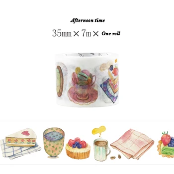 

1 Roll 35mm*7m Afternoon Time Sweety Patterns Masking Tape Sticker Scrapbooking Washi Tape For Decorative Notebook Paper