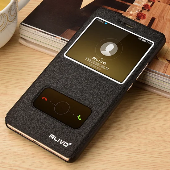

ALIVO For Huawei P9 Lite Case Luxury View Window Leather Protector Flip Cover Case For Huawei P9 lite 5.2" Phone