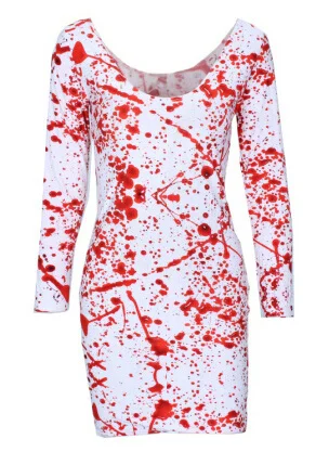 SexeMara KNITTING X 273 2015 Autumn Brand font b Dress b font BLOOD SPLATTER BIG Print