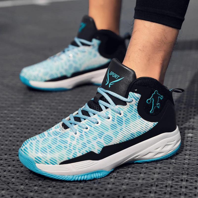 

Man Basketball Shoes Autumn Winter Mens High Top Sneakers Blue Black Trainers Shoes For Men Rubber Bottom Sneakers China