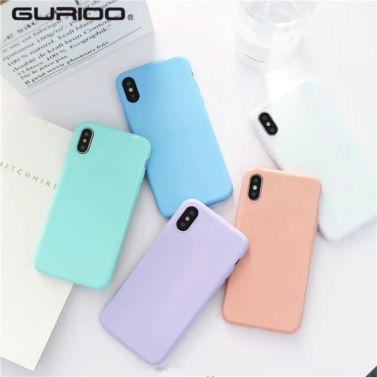 Gurioo цветной Макарон ТПУ резиновый силиконовый чехол плюс мягкий для iPhone 6 S 7 8 X Plus