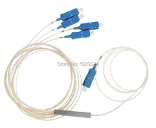 Free Shipping 10pcs/lot 0.9mm Steel Tube 1x4 Mini Blockless Fiber Optic PLC Splitter with SC/PC Connector