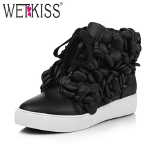 Wetkiss Новое поступление Лидер продаж, ботильоны на шнуровке для отдыха; современный круглый носок, сапоги, увеличивающие рост женская обувь из натуральной кожи