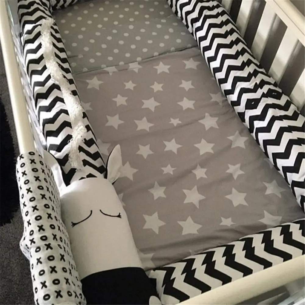 Baby Bed Bumpers Black And White Zebra Children's Crib Bed Guardrail Bumper Protector Pillow Anti-Crash Bar For Newborn Sleeping