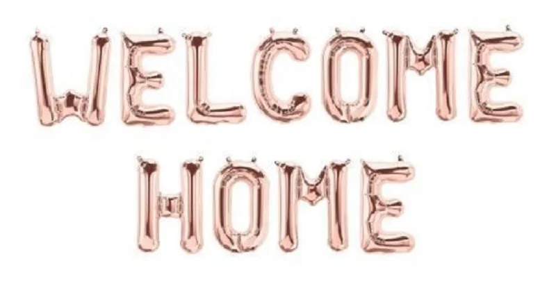 11pcs lot Rose Gold Welcome Home Letter Foil Balloons Welcome Back To 