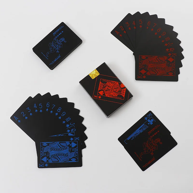 12 комплектов ПВХ покер водонепроницаемые пластиковые игральные карты черные карты для покера классические фокусы инструмент семейные вечерние игры