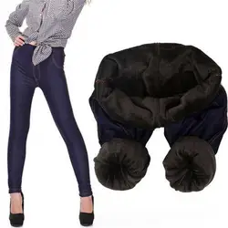 SVOKOR плюс бархат утолщение имитация джинсовые леггинсы женские осенние и зимние тонкие толстые теплые брюки карандаш брюки джинсы женские