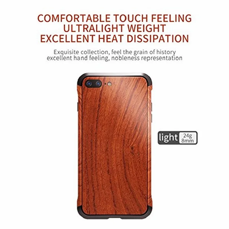Portefeuille For iPhone 7 Wood Metal Case Aluminium Alloy Protective Bumper Case for Apple iPhone 8 Plus 6 6S Frame Accessories (3)