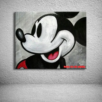 

Cartoon painting Hand painted Mickey Mouse Oil Painting Wall Art Pictures For Living Room kid's room Decoration children gift
