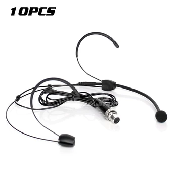 

10Pcs Mini XLR 4 Pin 4Pin Lock Double Earhook Headset Microphone Headworn Mic For MIPRO UHF Wireless System Beltpack Transmitter