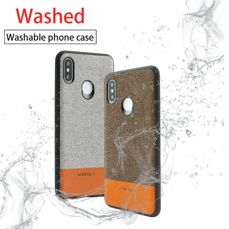 

Wangcangli magnetic adsorption leather phone case for xiaomi 8 Canvas stitching Cowhide two-color mobile phone protection case