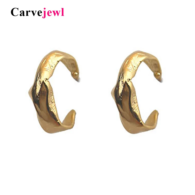 

Carvejewl Unique metallic Small Hoop Earrings for Women Simple Cute Round Aros Fashion Brincos cold wind Jewelry Christmas Gifts