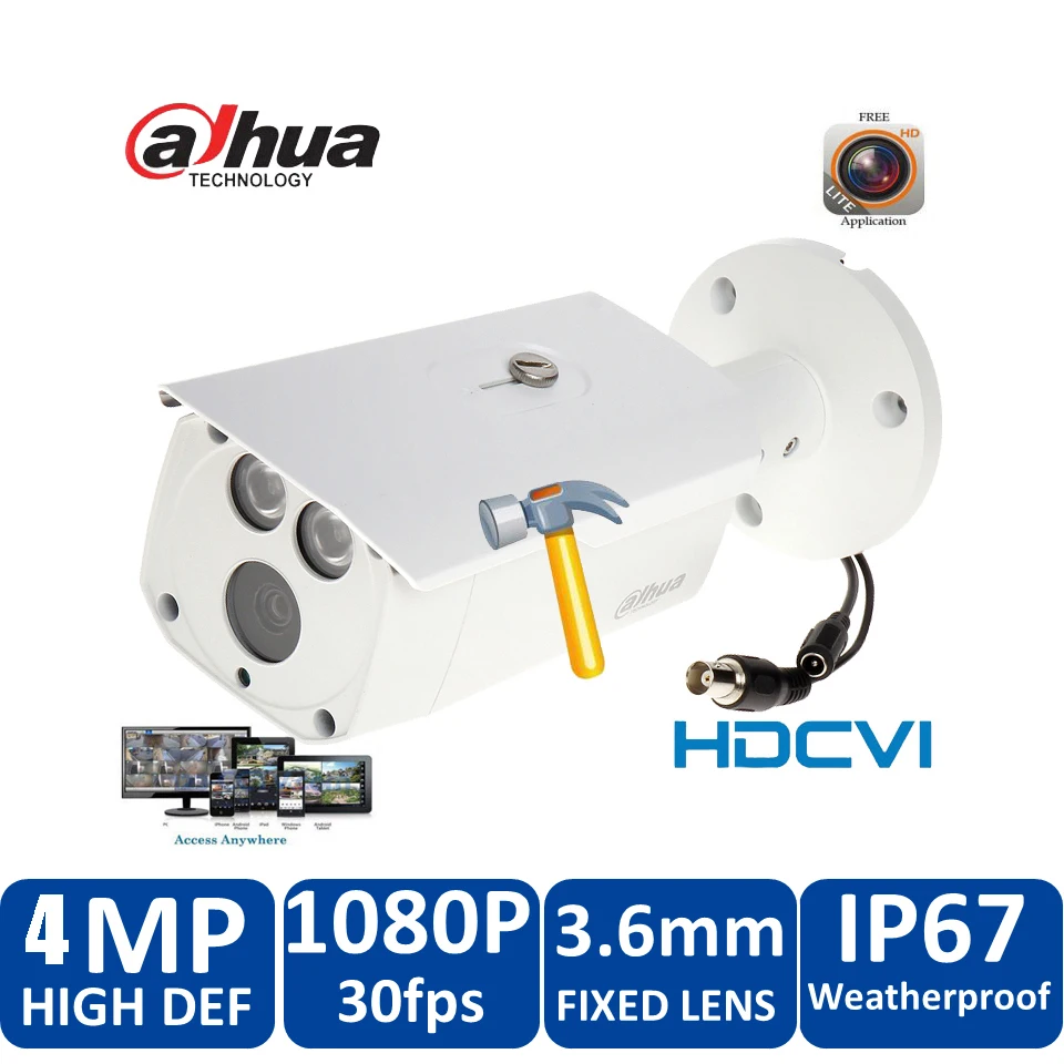 Сетевой видеорегистратор Dahua 4MP Водонепроницаемая ИК-камера DH-HAC-HFW1400DP безопасности цилиндрическая камера видеонаблюдения 4CH DH-HCVR7104H-4M камера CVI комплект HDD с 20 м провода
