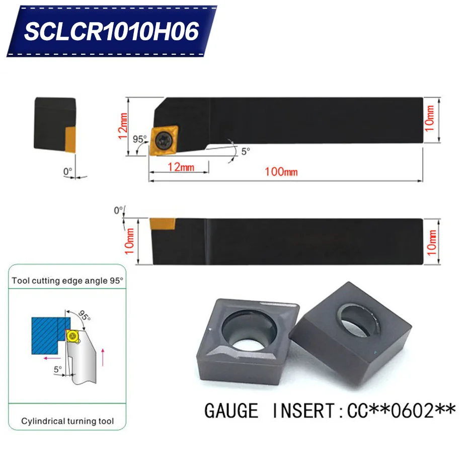 SCLCR1010H06 95 градусов Внешний поворотный держатель инструмента для CCMT060204