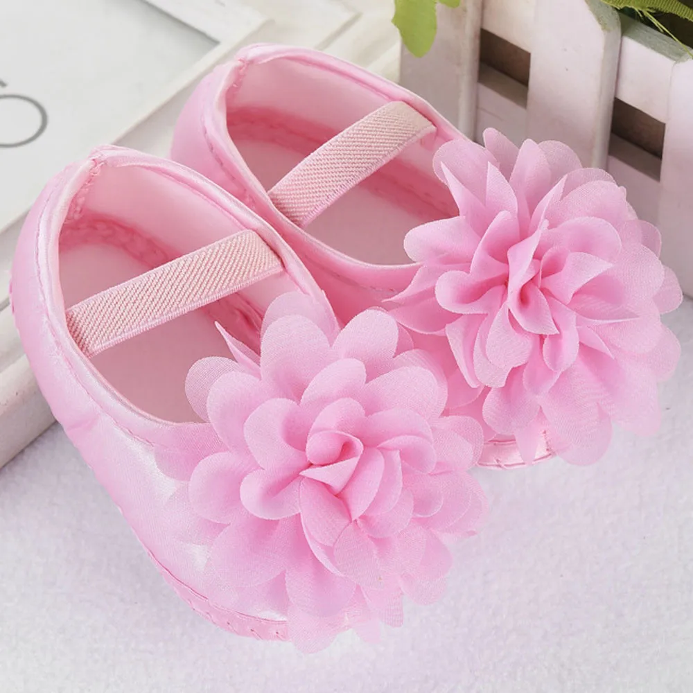 Мода потери продажи Малыш Ребенок Девочка шифон цветок круглая резинка новорожденных прогулочная обувь детская обувь для малышей