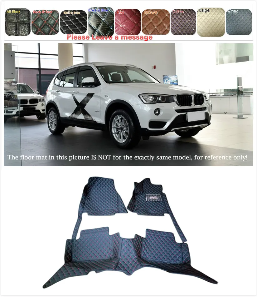 

Customs Car Floor mat Leather Waterproof Front & Rear Floor Mats Carpets Pads for BMW X3 F25 2015 2016 5 Seats 1 Set