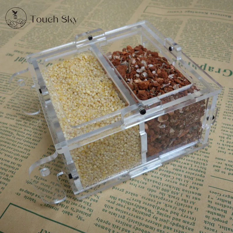 Bird Feeding Food Parrot double Bowl Boxes acrylic Cockatiel Bowl Sink