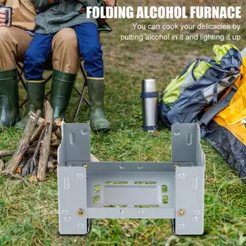 

Camping Stove Outdoor Mini Folding Oven Portable Solid Fuel Alcohol Stove For Picnic Camping Backpacking Hunting Stove 1PCS