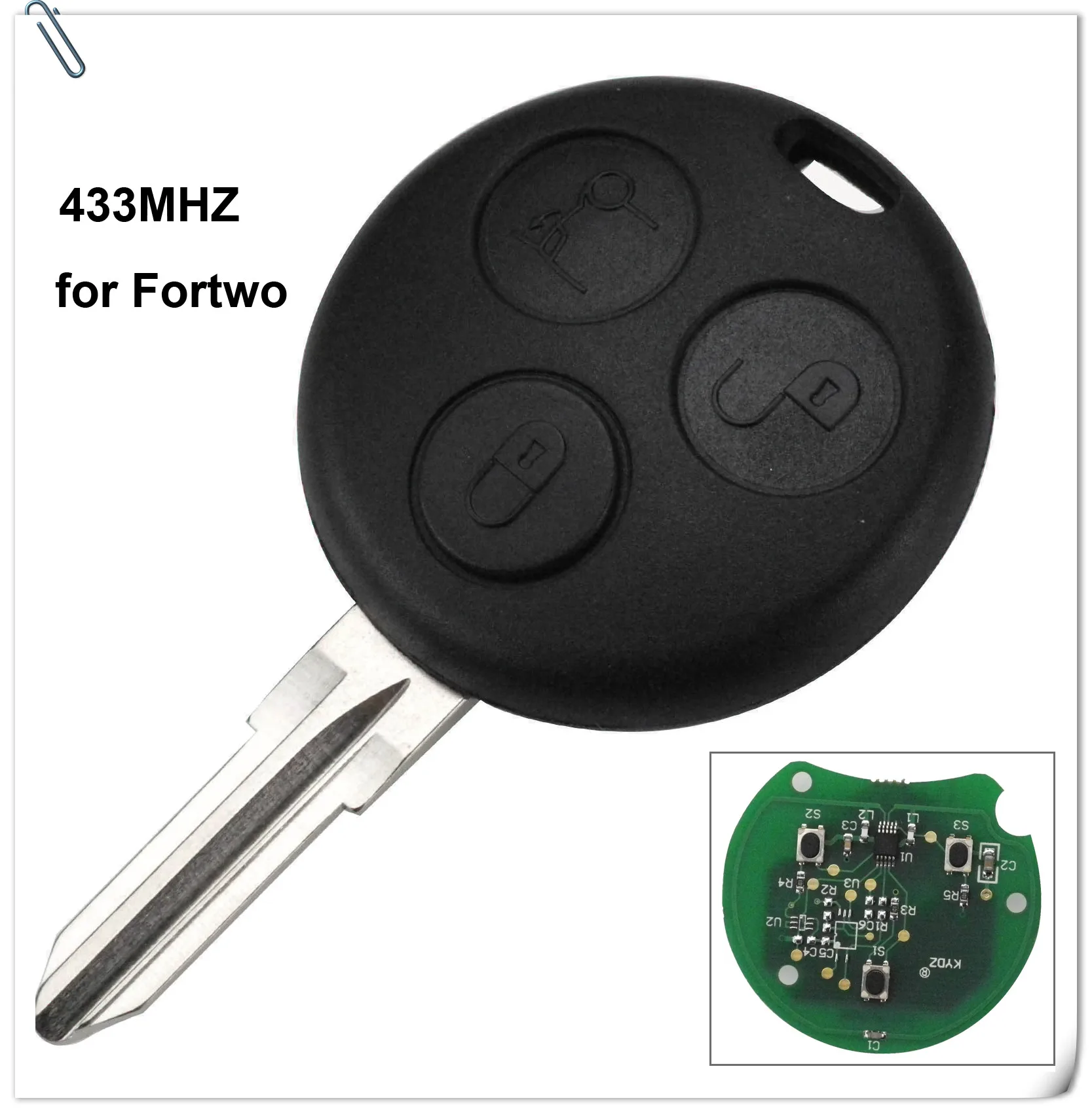 Keyforkess 433.92Mhz chiave per auto remota per Mercedes-Benz Smart 1998-2006 Fortwo Passion Roadster City Coupe Crossblade Cabrio -