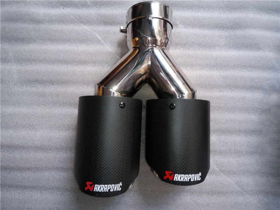 Одна пара Inlet63mm-Outlet 89 мм(двойной) для AKRAPOVIC AK карбоновый наконечник выхлопной трубы для BMW для Volkswagen для Benz