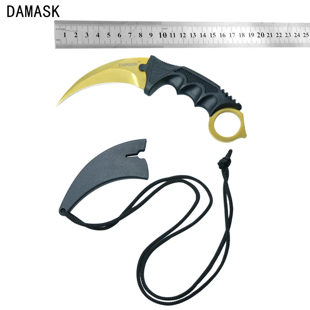 

Hot Sales CS GO Counter Strike Karambit Machetes Knife Damask Brand Outdoor Knife Non-Slip Handle Stainless Steel Camping Tools