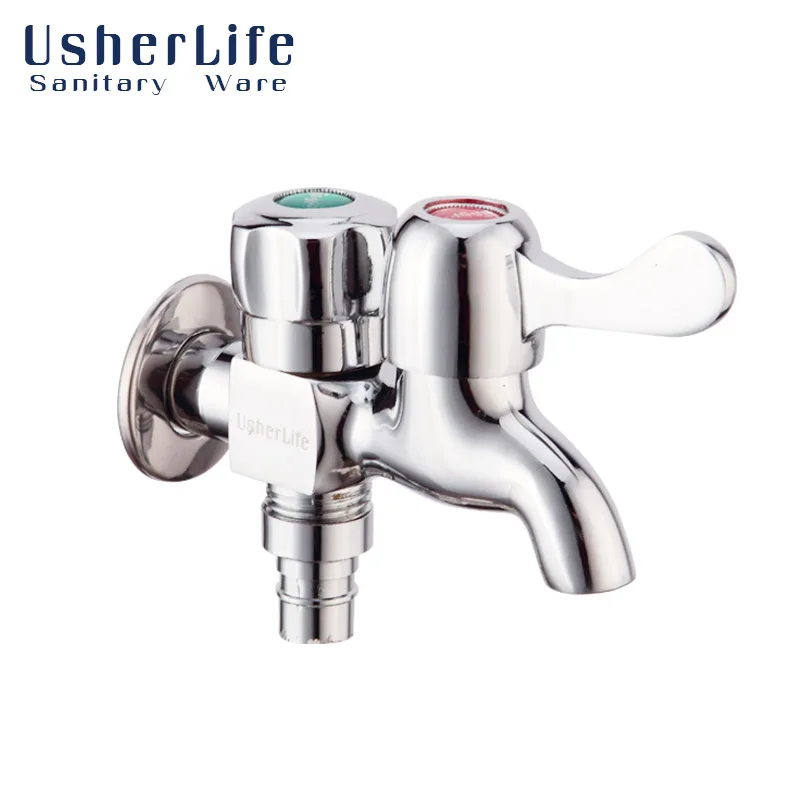 Usherlife Chrome Brass Washing Machine Faucets Bathroom Laundry Faucet