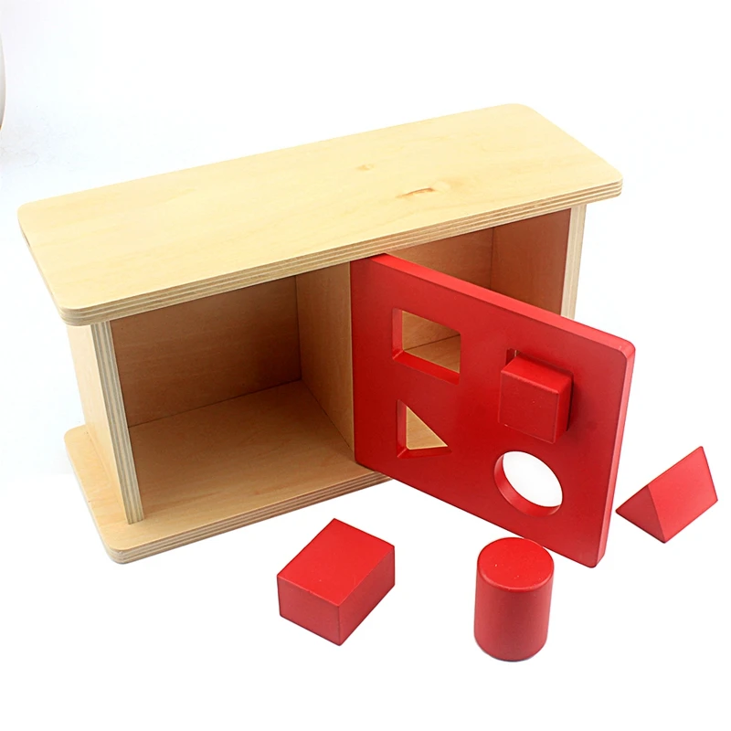 Most effective  Baby Toy Montessori Kids Imbucare Box With Flip Lid 4 Shapes Wood Learning Educational Preschool Tr