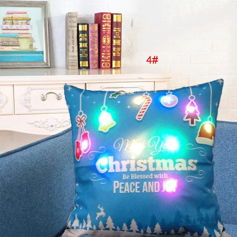 

LED Christmas Xmas Linen Cushion Cover Throw Pillow Case Home Decor Festive Gift 669