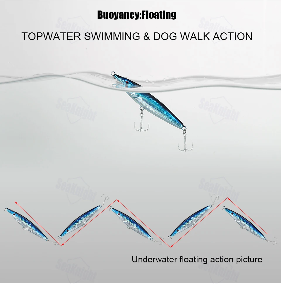 SeaKnight SK054 плавающий карандаш, 16 г, 110 мм, 5 шт./лот, набор жестких приманок для рыбалки, 3D глаза, длинные литые жесткие приманки для рыбалки