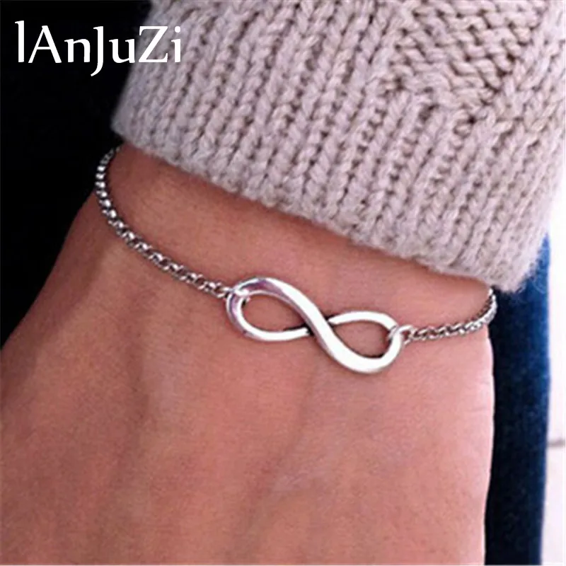 Simple and Auspicious Digital Personality 8 Character Bracelet For Women Girls Rope Chains Cute Romantic Elegant Golden Color | Украшения и