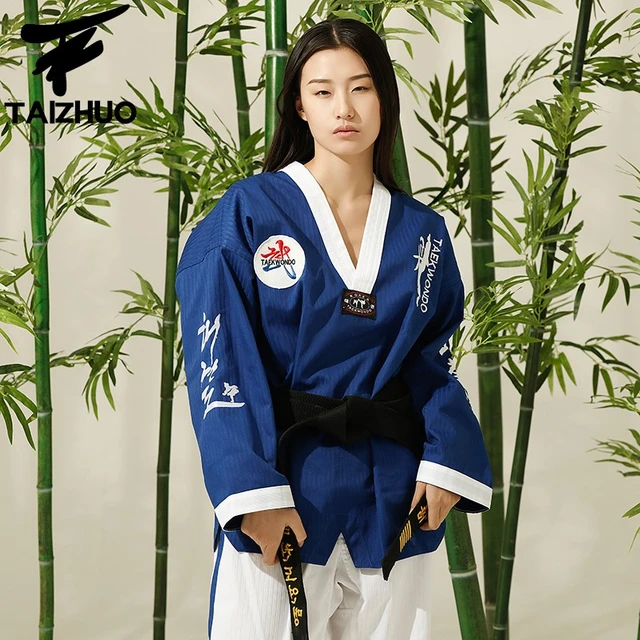 Uniforme de taekwondo para hombre y mujer, traje de de Taekwondo con bordado, aprobado WTF, promocional unisex, a la venta, nuevo -