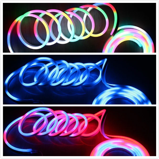 

Digital programmable 5050 smd rgb flexible led neon tube colorful 10 pixel /m 24v color changing chasing neonflex mini 11x19mm
