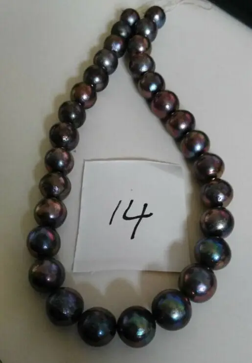 

elegant 14-15mm natural tahitian black red pearl necklace 18inch (9.13)